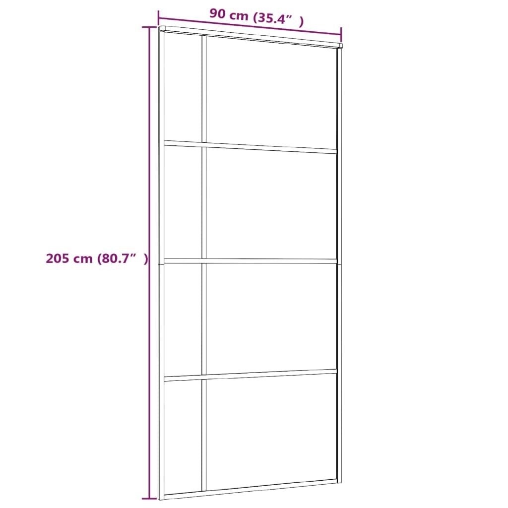 vidaXL liuguks, ESG-klaas ja alumiinium, 90 x 205 cm, must цена и информация | Siseuksed | kaup24.ee