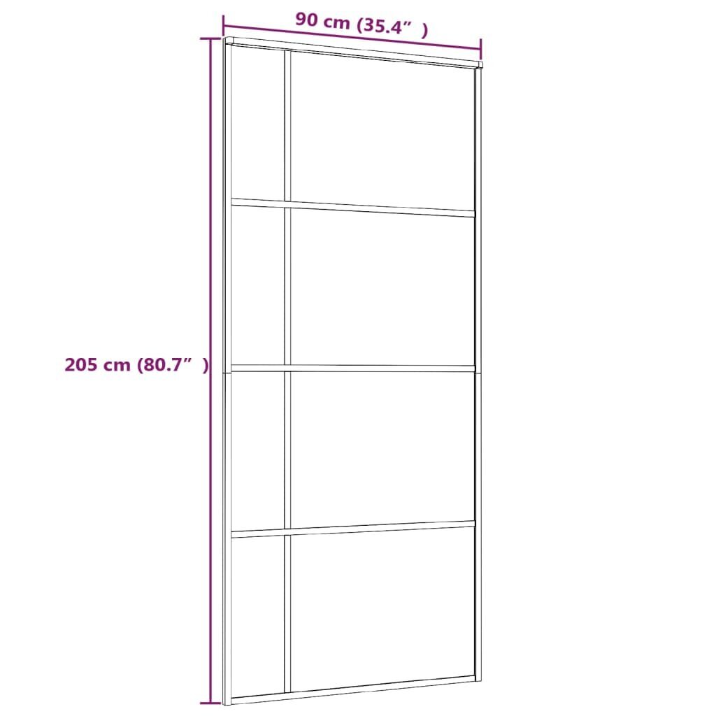 vidaXL liuguks, matt ESG-klaas ja alumiinium, 90 x 205 cm, must цена и информация | Siseuksed | kaup24.ee