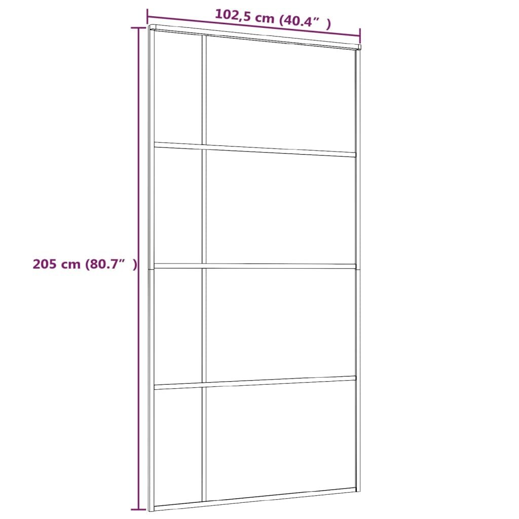 vidaXL liuguks, ESG-klaas ja alumiinium, 102,5 x 205 cm, must цена и информация | Siseuksed | kaup24.ee