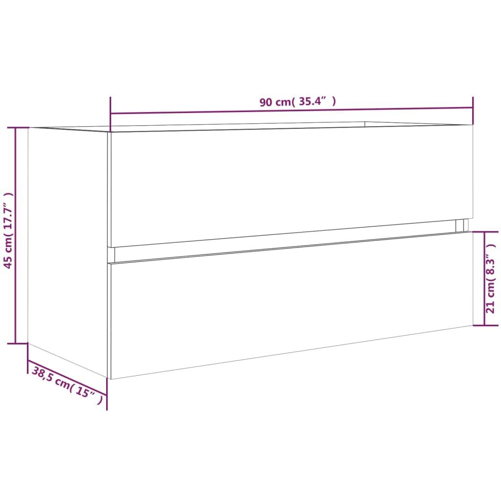 vidaXL valamukapp, suitsutatud tamm, 90 x 38,5 x 45 cm, tehispuit hind ja info | Vannitoakapid | kaup24.ee