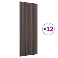 vidaXL katusepaneelid 12 tk, pulbervärvitud teras, pruun, 100 x 36 cm цена и информация | Кровельные покрытия | kaup24.ee