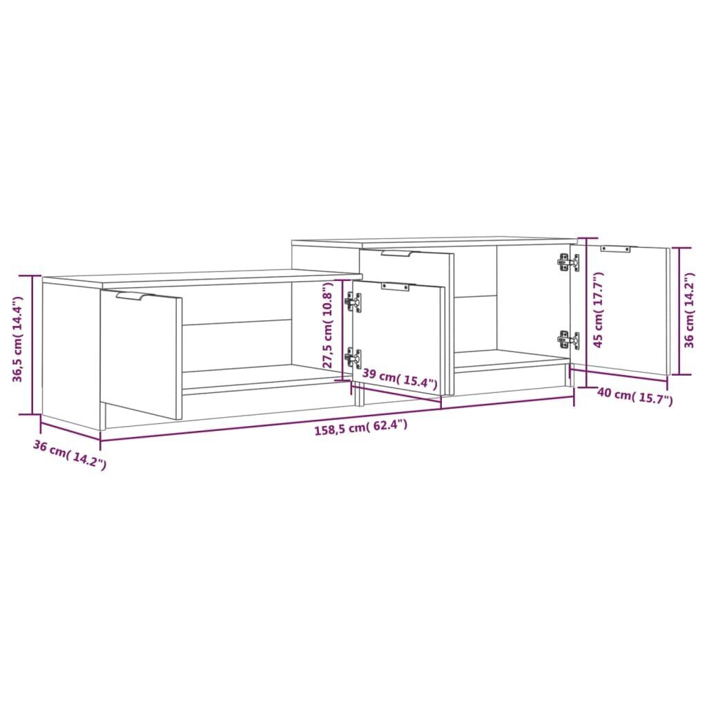 vidaXL telerikapp, valge, 158,5 x 36 x 45 cm, tehispuit hind ja info | TV alused | kaup24.ee