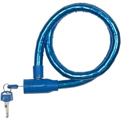 Spiraalne jalgrattalukk võtmega Dunlop, 18mm x80 cm, sinine hind ja info | Rattalukud | kaup24.ee