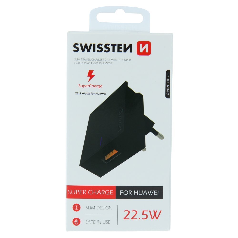 Swissten Premium 22.5W Huawei Super Fast Charge Travel charger 5V / 4.5A (FCP) Black цена и информация | Mobiiltelefonide laadijad | kaup24.ee