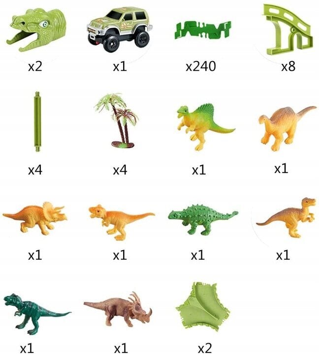 Mega suur Dinosaurise võistlusrada Dinosaurite Park, 270 osa hind ja info | Poiste mänguasjad | kaup24.ee