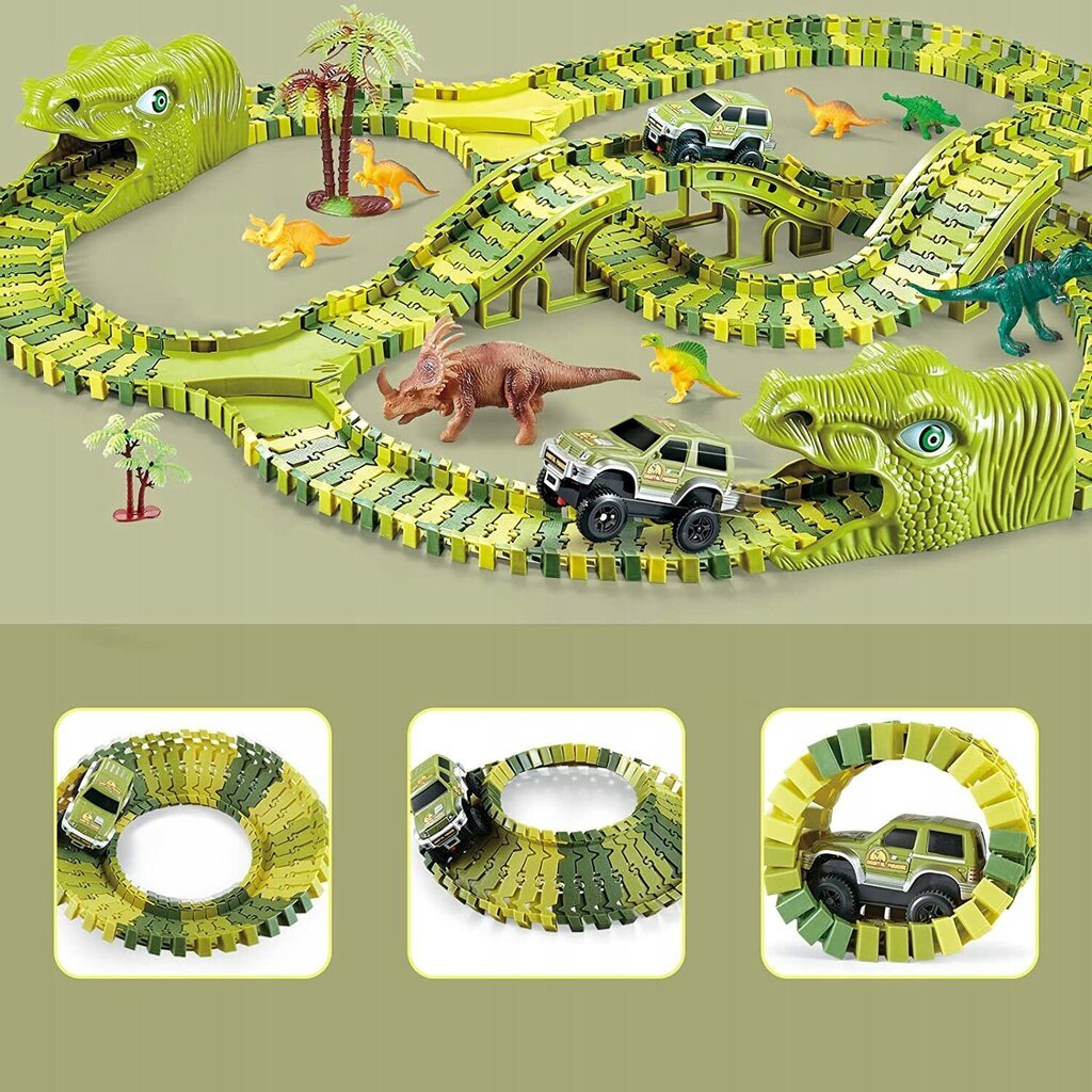 Mega suur Dinosaurise võistlusrada Dinosaurite Park, 270 osa hind ja info | Poiste mänguasjad | kaup24.ee