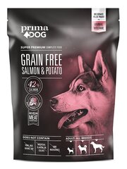 Prima Dog Grain Free täistoit lõhe-kartuli kõikidele täiskasvanud koertele 1,5 kg цена и информация | Сухой корм для собак | kaup24.ee