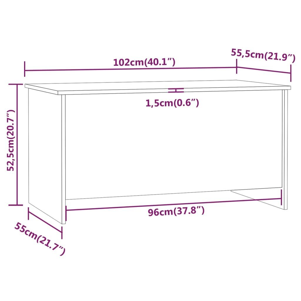 Kohvilaud vidaXL, suitsutatud tamm, 102 x 55,5 x 52,5 cm, tehispuit hind ja info | Diivanilauad | kaup24.ee