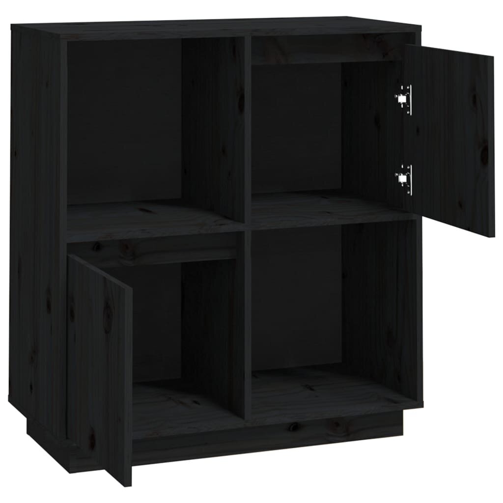 Puhvetkapp vidaXL, must, 74 x 35 x 80 cm, täismännipuit hind ja info | Elutoa väikesed kapid | kaup24.ee