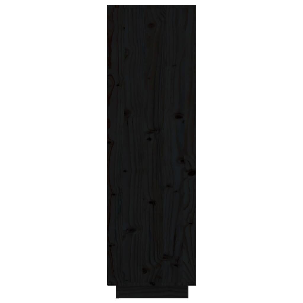 Kõrge kapp vidaXL, must, 74 x 35 x 117 cm, toekas männipuit hind ja info | Elutoa väikesed kapid | kaup24.ee