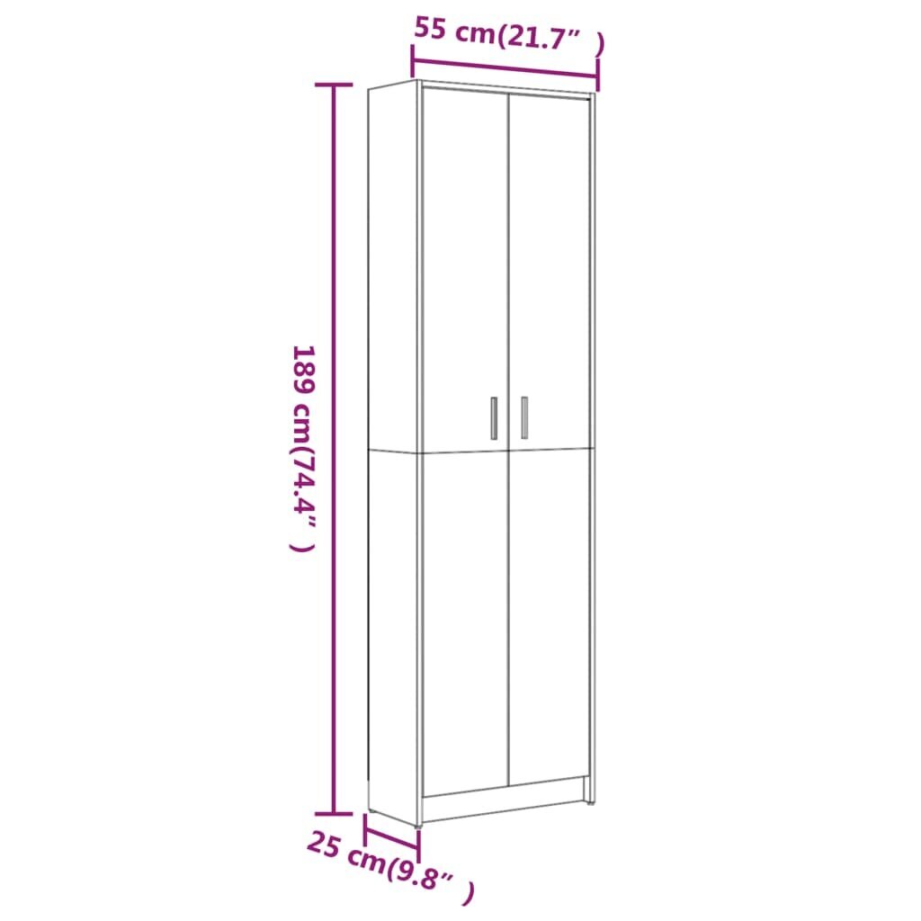 Esiku riidekapp vidaXL, hall Sonoma tamm, 55 x 25 x 189 cm, tehispuit цена и информация | Kapid | kaup24.ee