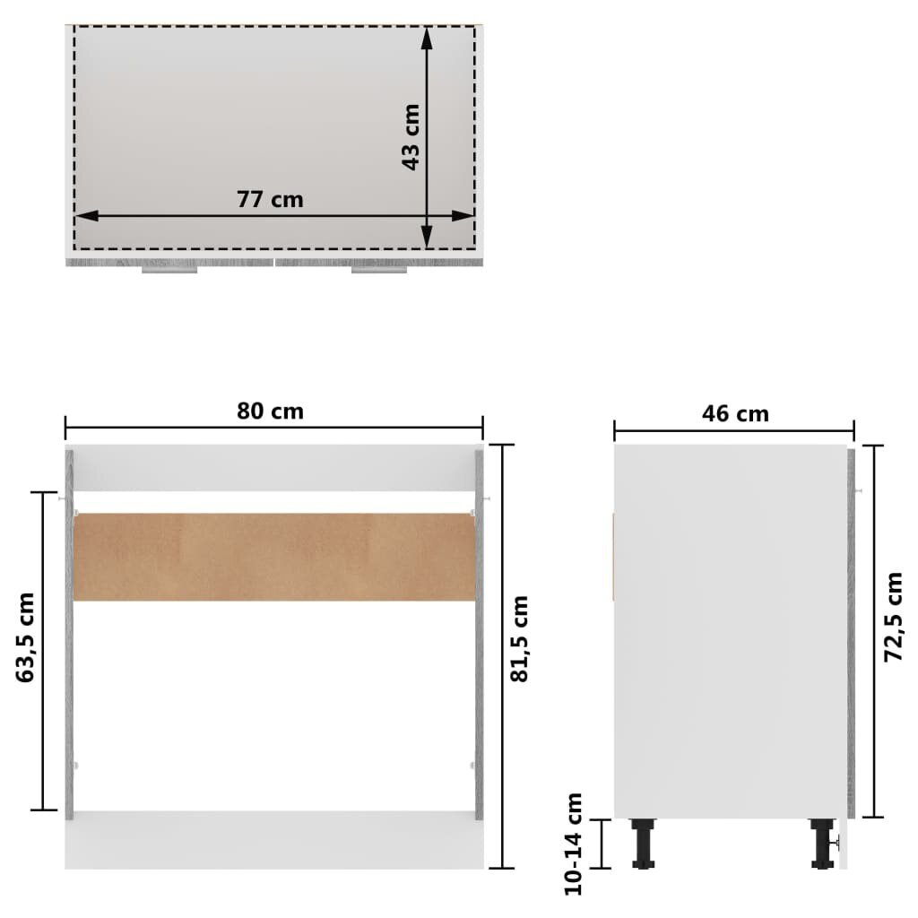 Valamukapp vidaXL, hall Sonoma tamm, 80 x 46 x 81,5 cm, tehispuit цена и информация | Köögikapid | kaup24.ee