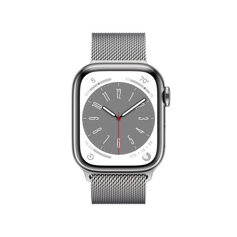 Apple Watch Series 8 GPS + Cellular 41mm Silver Stainless Steel Case ,Silver Milanese Loop MNJ83UL/A цена и информация | Nutikellad (smartwatch) | kaup24.ee