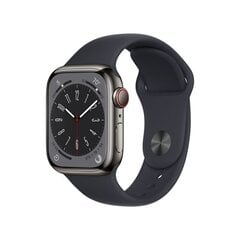 Apple Watch Series 8 GPS + Cellular 41mm Graphite Stainless Steel Case ,Midnight Sport Band - MNJJ3UL/A hind ja info | Nutikellad (smartwatch) | kaup24.ee