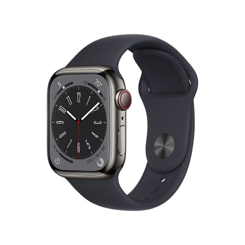 Apple Watch Series 8 GPS + Cellular 41mm Graphite Stainless Steel Case ,Midnight Sport Band - MNJJ3UL/A цена и информация | Nutikellad (smartwatch) | kaup24.ee