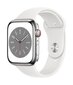 Apple Watch Series 8 GPS + Cellular 45mm Silver Stainless Steel Case ,White Sport Band - MNKE3UL/A hind ja info | Nutikellad (smartwatch) | kaup24.ee