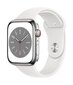 Apple Watch Series 8 GPS + Cellular 45mm Silver Stainless Steel Case ,White Sport Band - MNKE3UL/A цена и информация | Nutikellad (smartwatch) | kaup24.ee