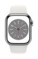 Apple Watch Series 8 GPS + Cellular 45mm Silver Stainless Steel Case ,White Sport Band - MNKE3UL/A hind ja info | Nutikellad (smartwatch) | kaup24.ee