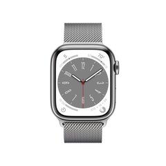 Apple Watch Series 8 GPS + Cellular 45mm Silver Stainless Steel Case ,Silver Milanese Loop MNKJ3UL/A цена и информация | Смарт-часы (smartwatch) | kaup24.ee