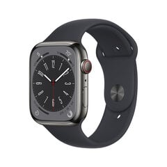 Apple Watch Series 8 GPS + Cellular 45mm Graphite Stainless Steel Case ,Midnight Sport Band - MNKU3UL/A цена и информация | Смарт-часы (smartwatch) | kaup24.ee