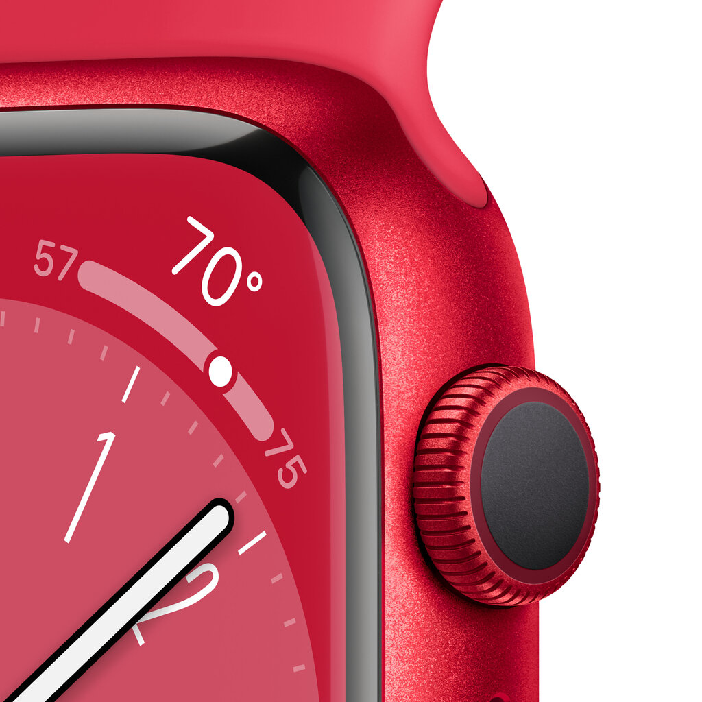 Apple Watch Series 8 GPS 45mm (PRODUCT)RED Aluminium Case ,(PRODUCT)RED Sport Band - MNP43UL/A hind ja info | Nutikellad (smartwatch) | kaup24.ee