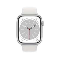 Apple Watch Series 8 GPS + Cellular 45mm Silver Aluminium Case ,White Sport Band - MP4J3UL/A цена и информация | Смарт-часы (smartwatch) | kaup24.ee