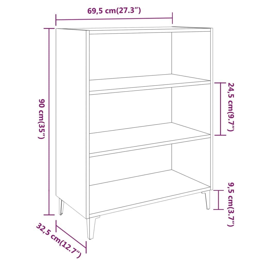 Puhvetkapp vidaXL, must, 69,5 x 32,5 x 90 cm, tehispuit hind ja info | Elutoa väikesed kapid | kaup24.ee