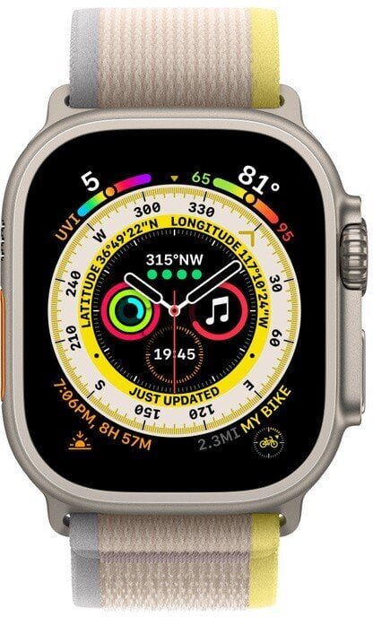 Apple Watch Ultra GPS + Cellular, 49mm Titanium Case ,Yellow/Beige Trail Loop - S/M MNHK3EL/A LV-EE hind ja info | Nutikellad (smartwatch) | kaup24.ee