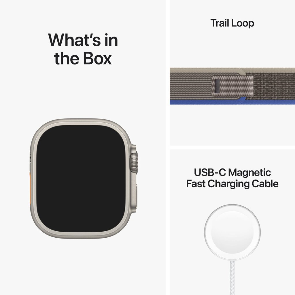Apple Watch Ultra GPS + Cellular, 49mm Titanium Case ,Blue/Gray Trail Loop - S/M MNHL3EL/A LV-EE цена и информация | Nutikellad (smartwatch) | kaup24.ee