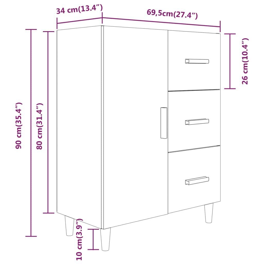 Puhvetkapp vidaXL, must, 69,5 x 34 x 90 cm, tehispuit цена и информация | Elutoa väikesed kapid | kaup24.ee