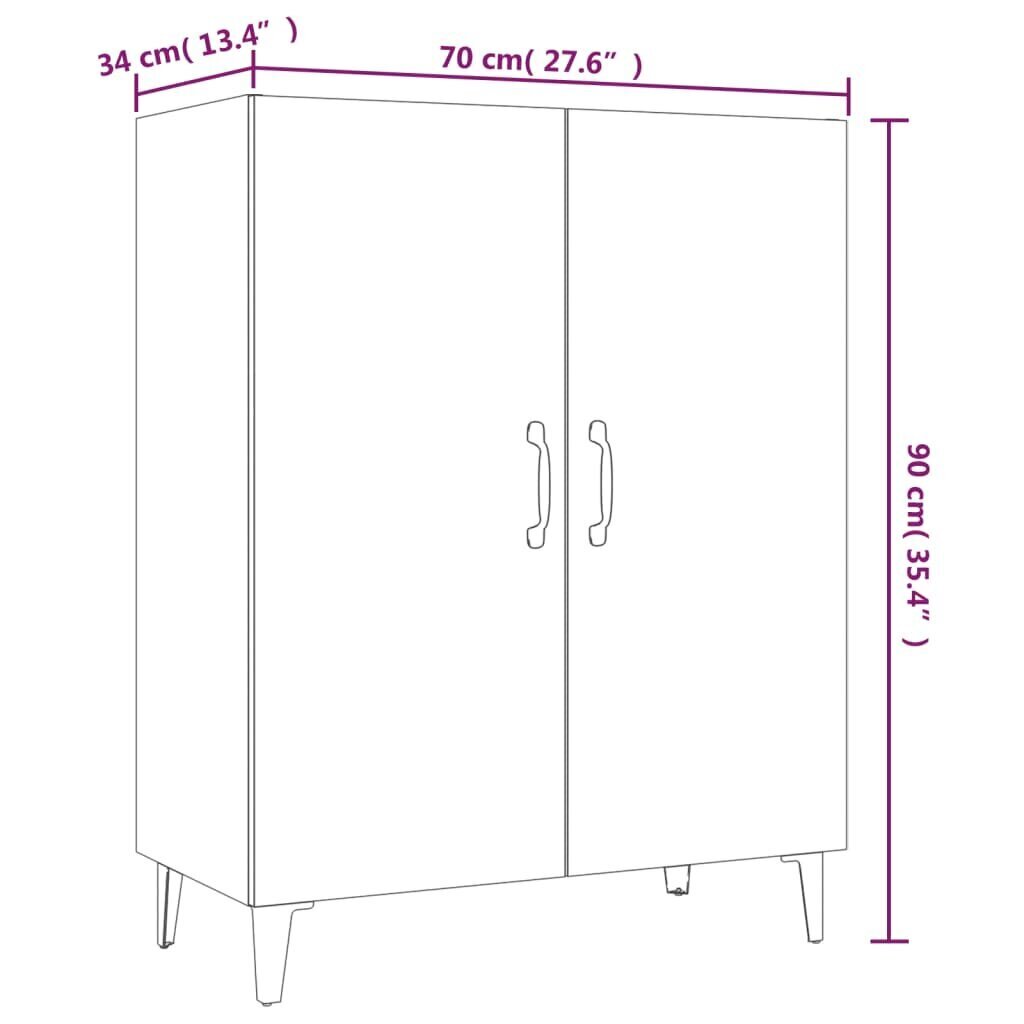 Puhvetkapp vidaXL, kõrgläikega valge, 70 x 34 x 90 cm, tehispuit цена и информация | Elutoa väikesed kapid | kaup24.ee