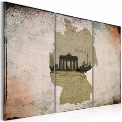Картина - map: Germany, Brandenburg Gate - triptych 120x80 см цена и информация | Картины, живопись | kaup24.ee