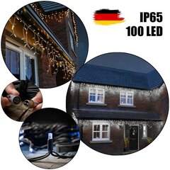 100 LED-pirniga professionaalne õue valguskett Jääpurikad Brosberg, musta kaabliga, külmvalge цена и информация | Гирлянды | kaup24.ee