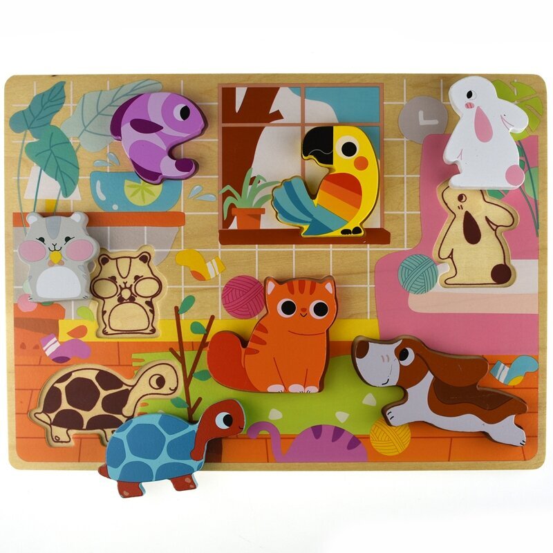 Tooky Toy puidust puzzle, lemmikloomad hind ja info | Imikute mänguasjad | kaup24.ee