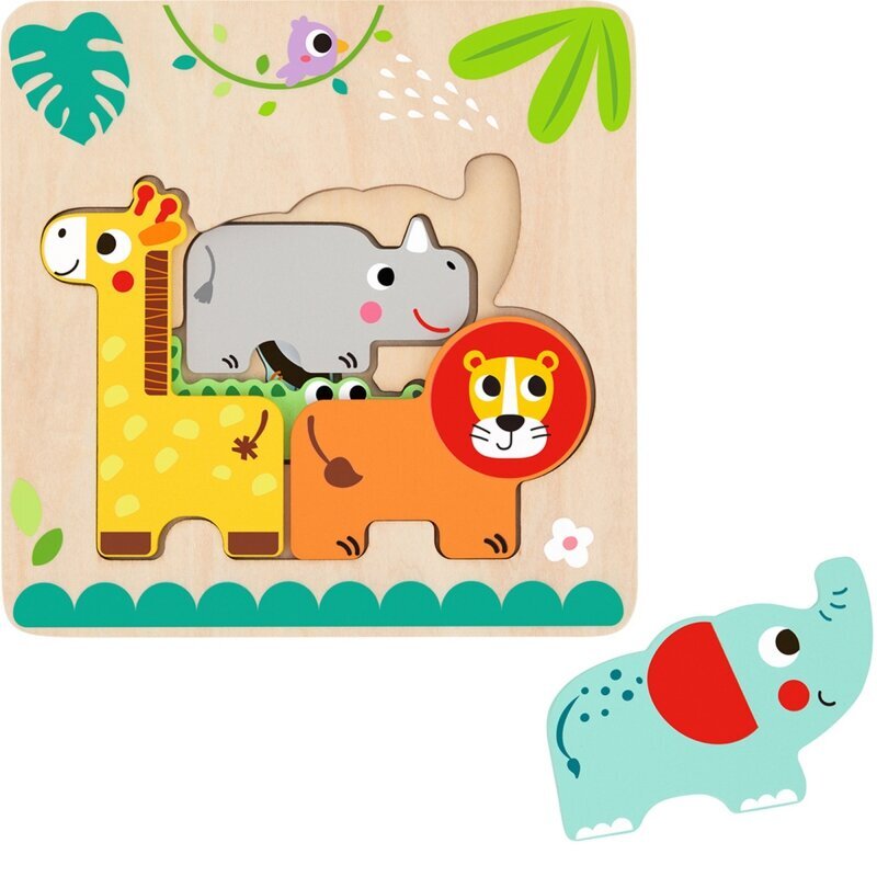 Tooky Toy puidust mitmekihiline pusle, Aafrika loomad hind ja info | Imikute mänguasjad | kaup24.ee