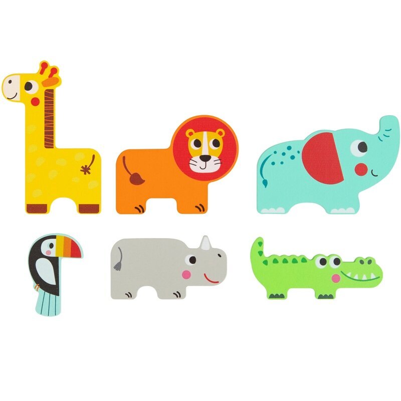 Tooky Toy puidust mitmekihiline pusle, Aafrika loomad hind ja info | Imikute mänguasjad | kaup24.ee