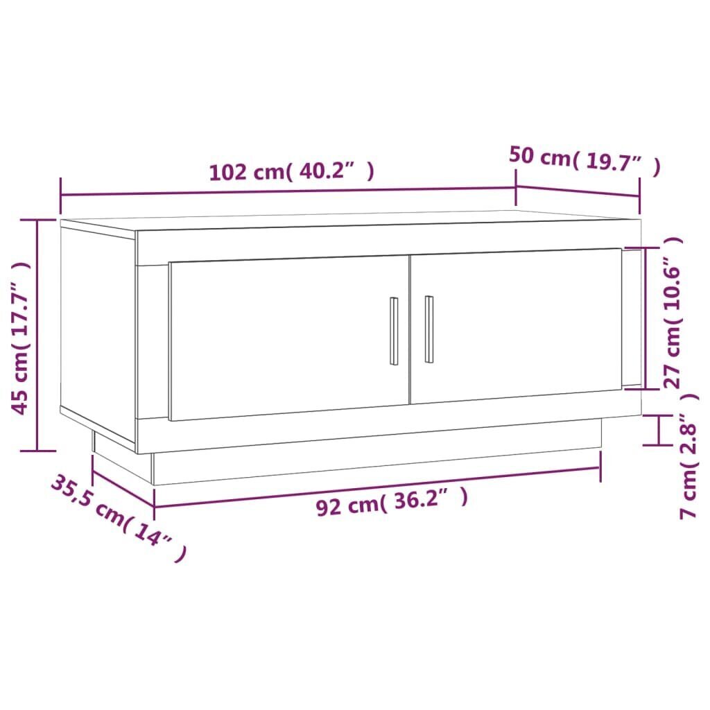 Diivanilaud, betoonhall, 102x50x45cm, töödeldud puit hind ja info | Diivanilauad | kaup24.ee