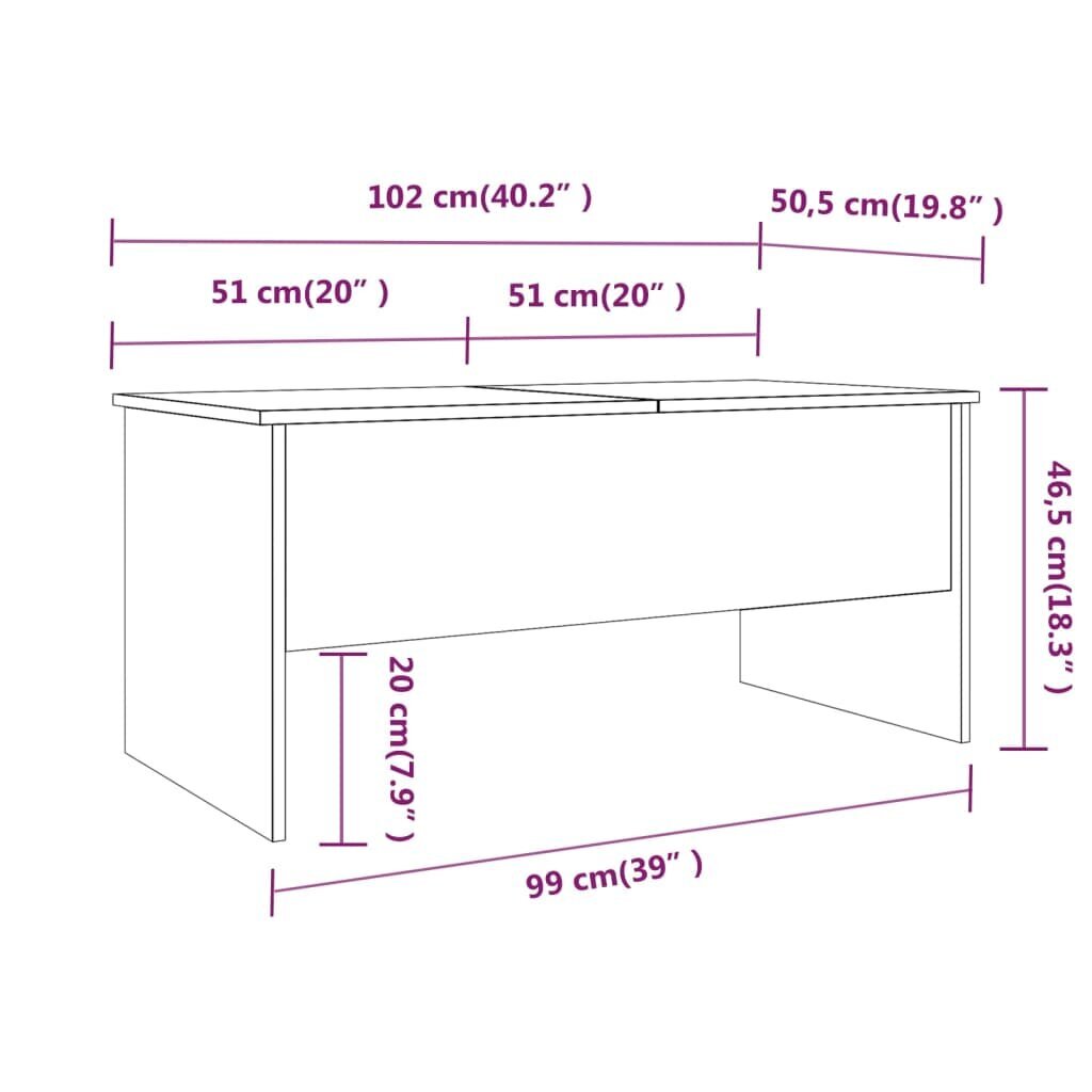 Diivanilaud, betoonhall, 102x50,5x46,5cm, puit hind ja info | Diivanilauad | kaup24.ee