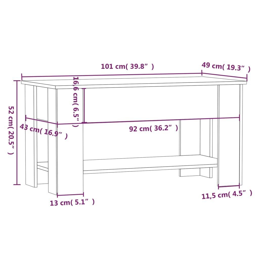 Kohvilaud vidaXL, must, 101 x 49 x 52 cm, tehispuit hind ja info | Diivanilauad | kaup24.ee