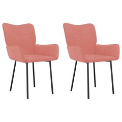 vidaXL söögitoolid 2 tk, roosa, samet hind ja info | Söögilaua toolid, köögitoolid | kaup24.ee