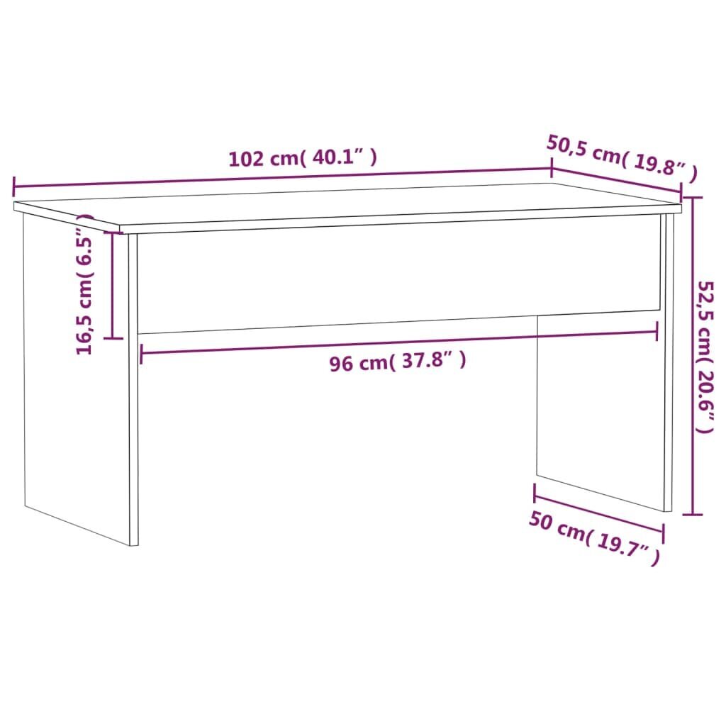 Diivanilaud, valge, 102x50,5x52,5cm, töödeldud puit hind ja info | Diivanilauad | kaup24.ee