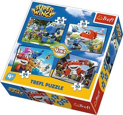 Pusle komplekt Trefl 4 in 1 Super Wings, 35+48+54+70 detaili hind ja info | Pusled | kaup24.ee