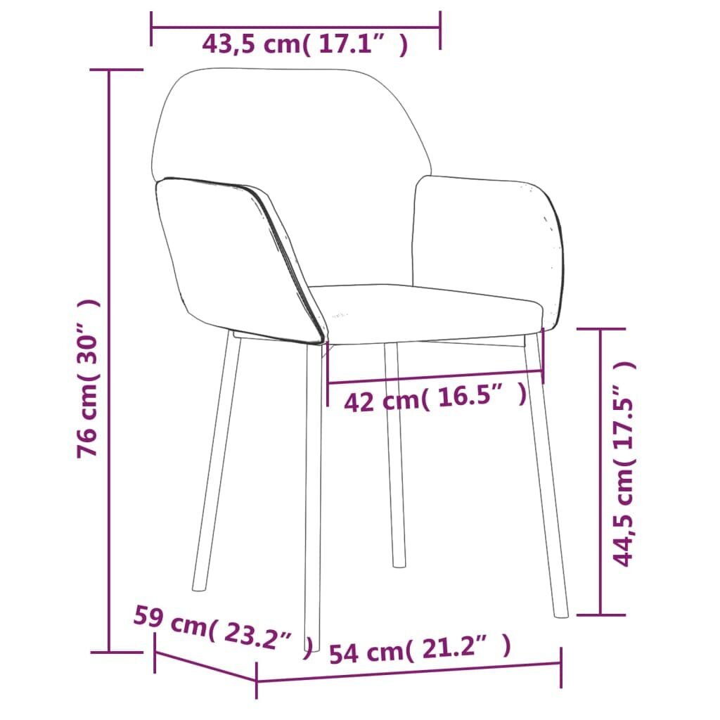 Söögitoolid vidaXL, 2 tk, must, samet цена и информация | Söögitoolid, baaritoolid | kaup24.ee