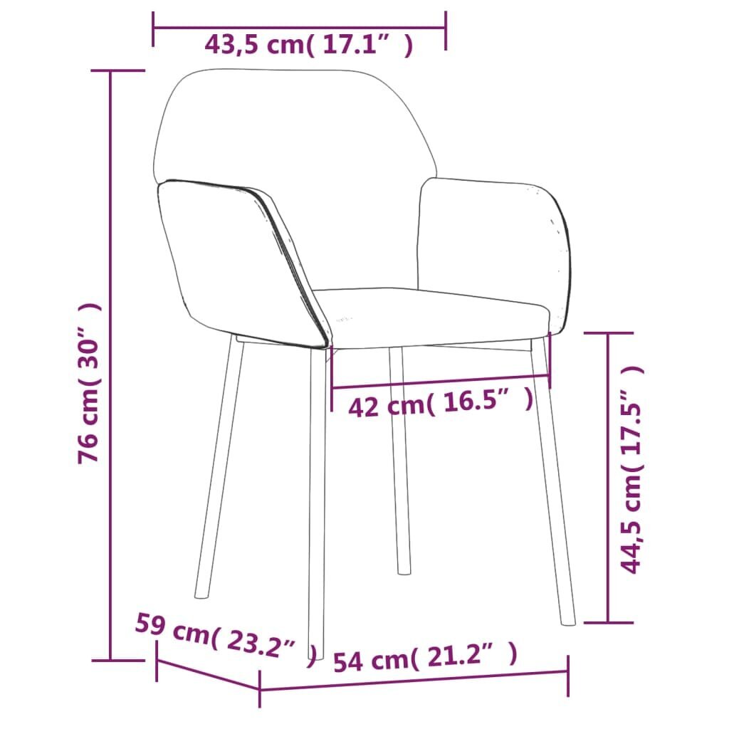 Söögitoolid vidaXL, 2 tk, tumeroheline, samet hind ja info | Söögitoolid, baaritoolid | kaup24.ee