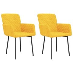 Söögitoolid vidaXL, 2 tk, kollane, samet hind ja info | Söögilaua toolid, köögitoolid | kaup24.ee