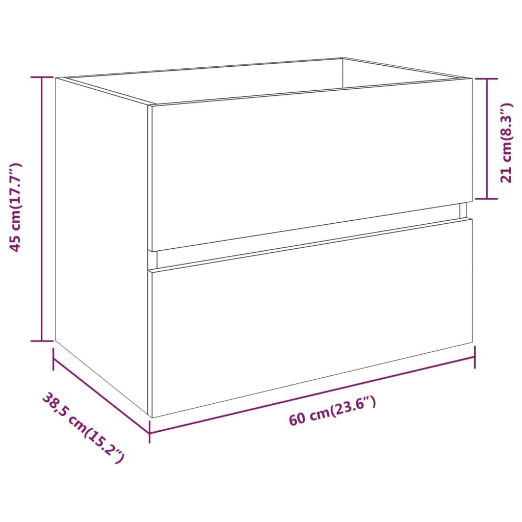 vidaXL valamukapp, suitsutatud tamm, 60 x 38,5 x 45 cm, tehispuit цена и информация | Vannitoakapid | kaup24.ee