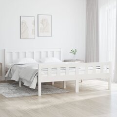 vidaXL voodiraam, valge, männipuit, 135 x 190 cm цена и информация | Кровати | kaup24.ee