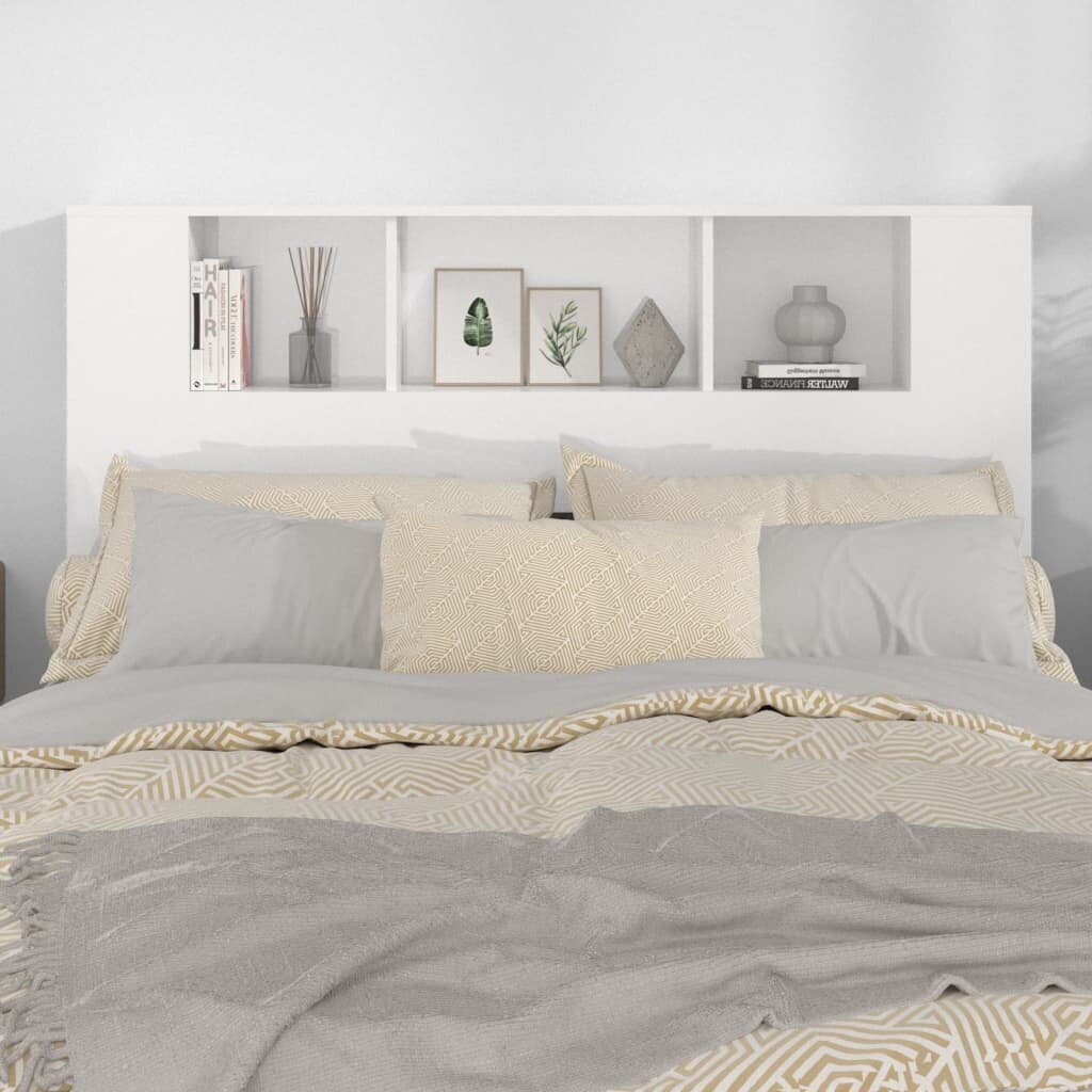 vidaXL voodipeatsi kapp, kõrgläikega valge, 140 x 18,5 x 104,5 cm цена и информация | Voodid | kaup24.ee