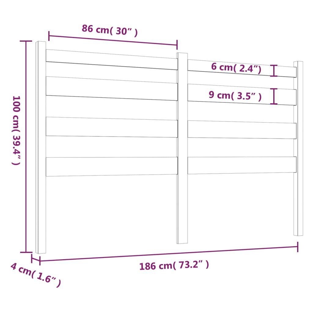 Voodipeats vidaXL, hall, 186 x 4 x 100 cm, männipuit hind ja info | Voodid | kaup24.ee