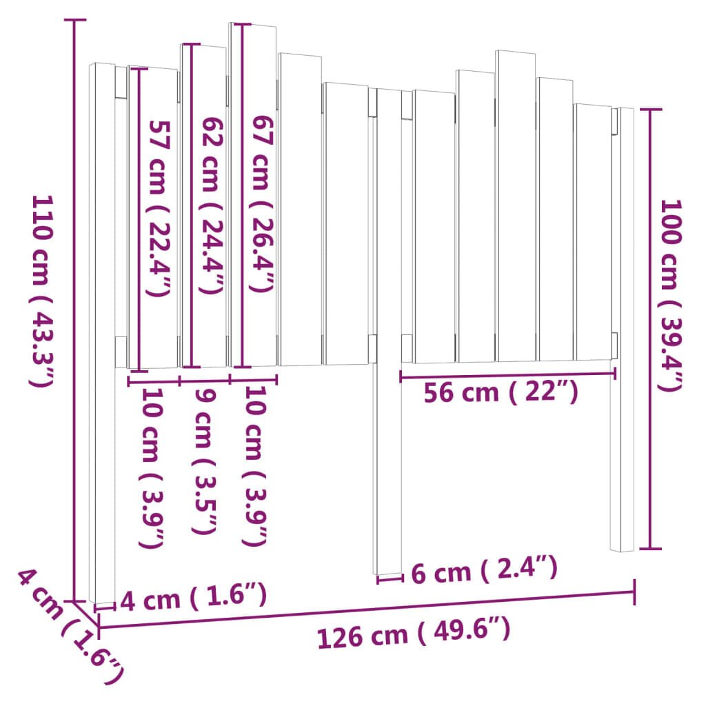 Voodipeats vidaXL, must 126 x 4 x 110 cm männipuit цена и информация | Voodid | kaup24.ee